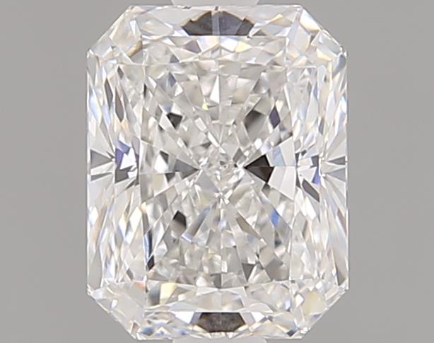 1.05ct Radiant cut lab-grown diamond, E color, VS1 clarity, 6.63x5.17x3.49mm measurements.