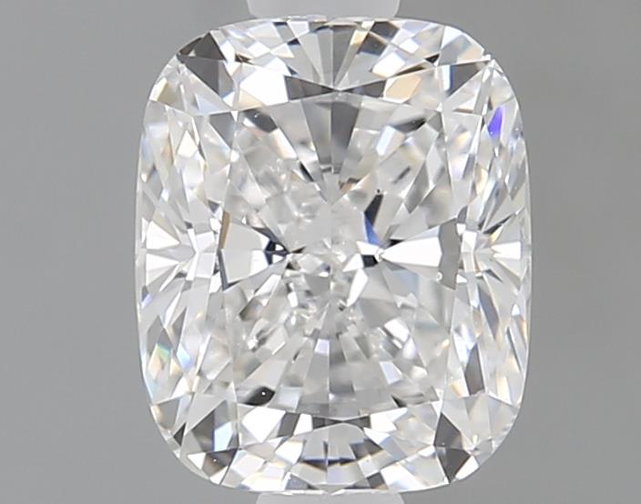 1.29ct cushion cut lab diamond, D color, VVS2 clarity, 6.84x5.64x3.98mm measurements