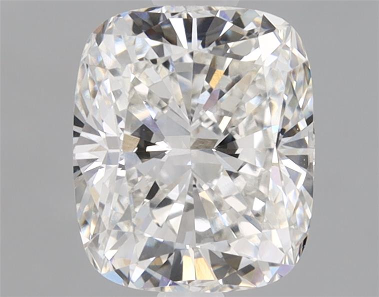 1.57ct loose lab-grown cushion cut diamond, F color, VVS2 clarity, 7.21x6.07x4.32 mm