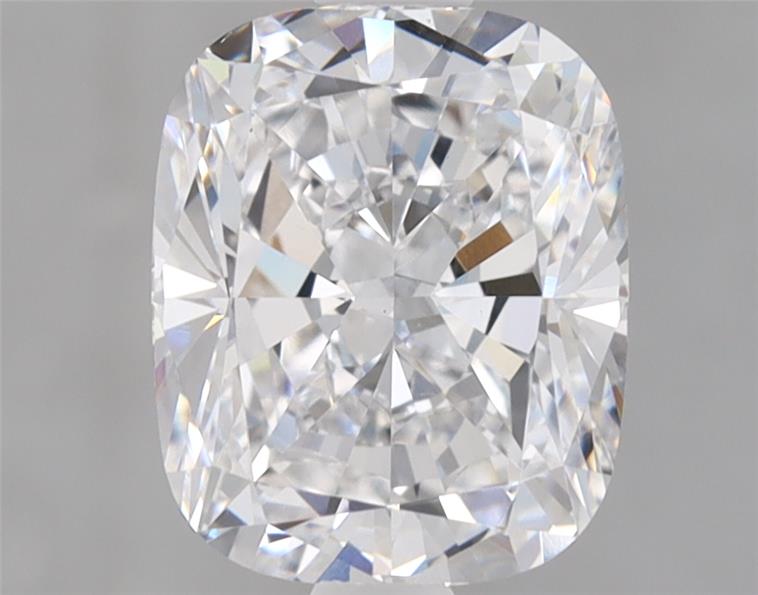 1.76ct cushion cut lab diamond, D color, VVS2 clarity, measurements 7.82x6.39x4.37 mm