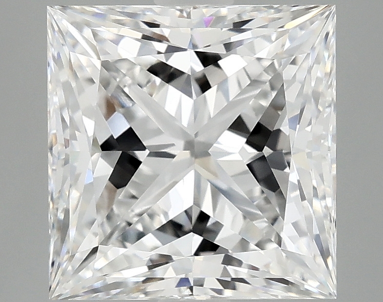 4.1ct Princess cut lab-grown diamond, D color, VVS2 clarity, 9.07 X 8.88 X 6.07 mm measurements