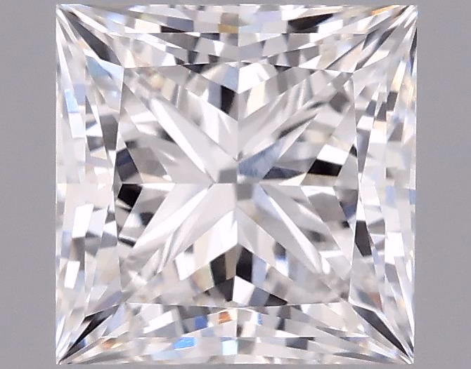 4.1ct Princess cut lab-grown diamond with F color and VVS2 clarity, measuring 8.91x8.74x6.04mm.