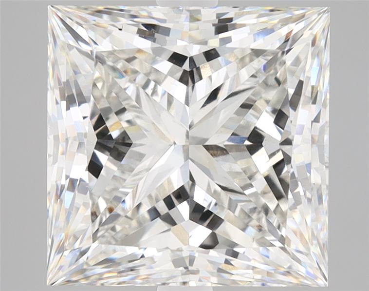 5.34ct Princess cut lab-grown diamond, H color, VS1 clarity, measurements 9.70x9.63x6.54 mm