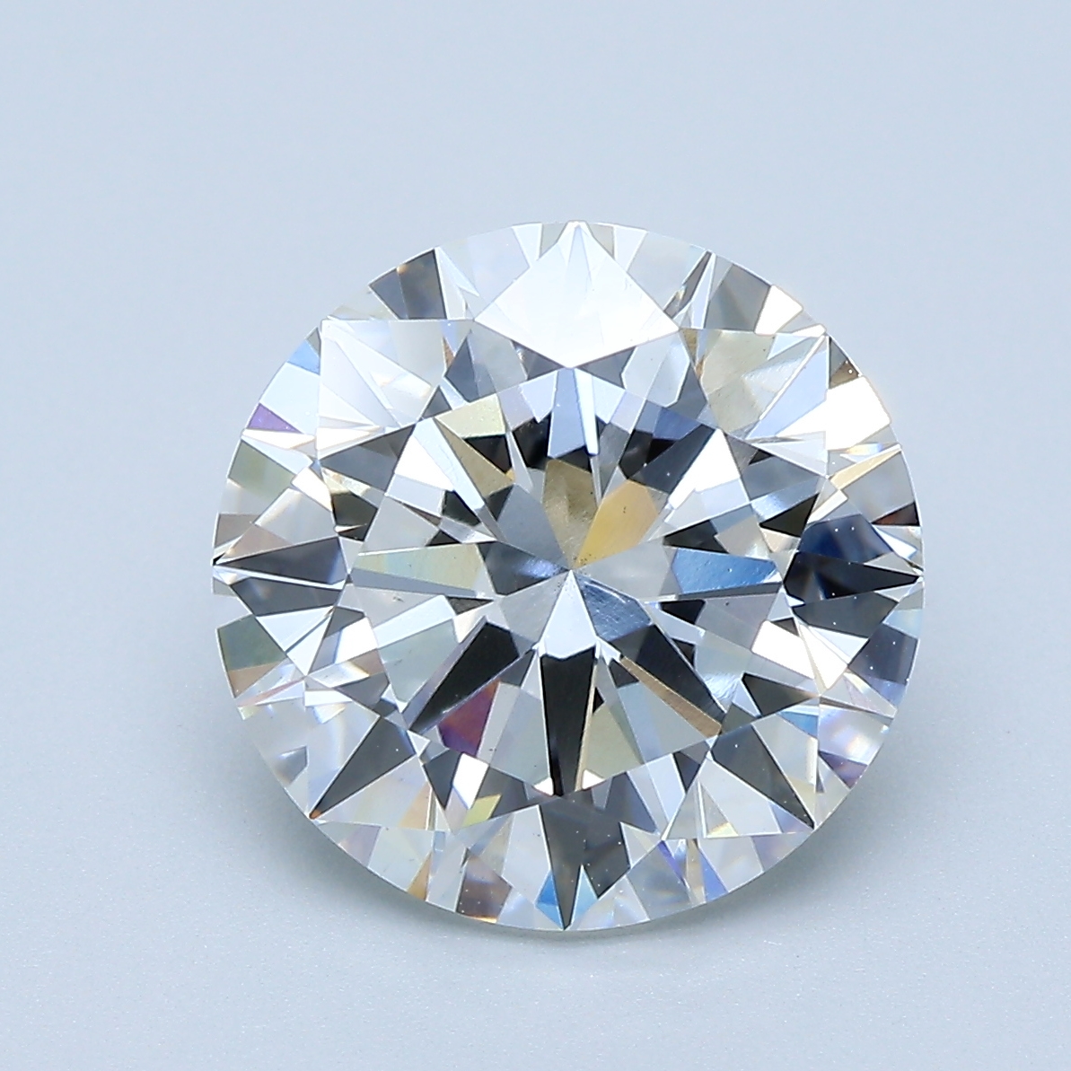 5.03ct F/VS2 round lab-grown diamond, 10.89mm ID, measurements: 10.89 X 10.95 X 6.71 mm