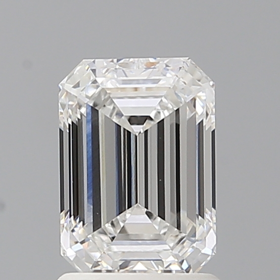1.6 carat lab-grown emerald cut diamond, D color, VVS2 clarity, 7.87mm ID