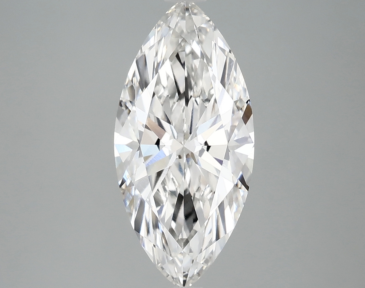 2.36ct lab-grown marquise diamond, F color, VVS2 clarity, measures 14.56x6.96x4.15mm