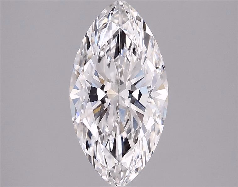 1.64ct marquise cut lab-grown diamond, E color, VS1 clarity, 12.41 x 6.10 x 3.90 mm measurements.