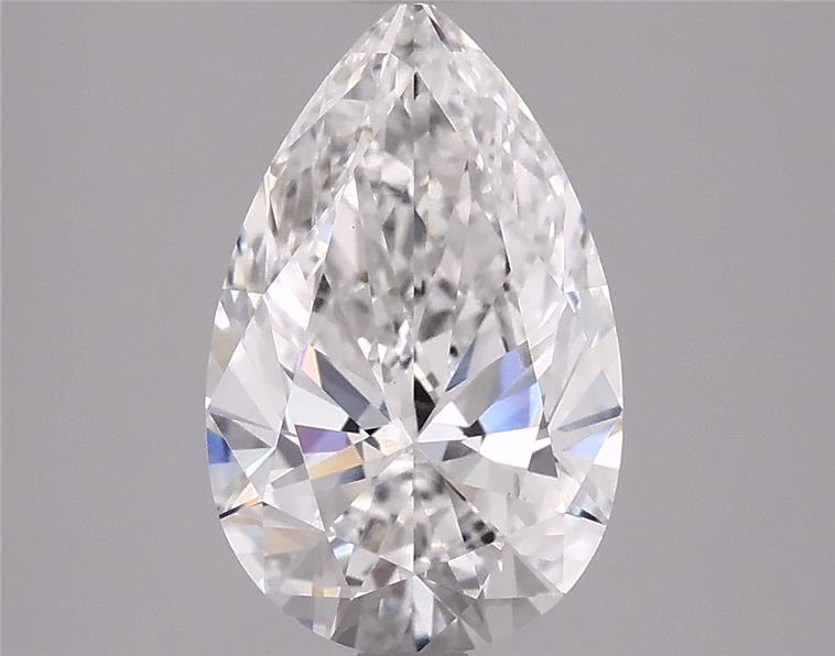 4.47ct pear-cut lab-grown diamond, E color, VVS2 clarity, 13.81mm ID