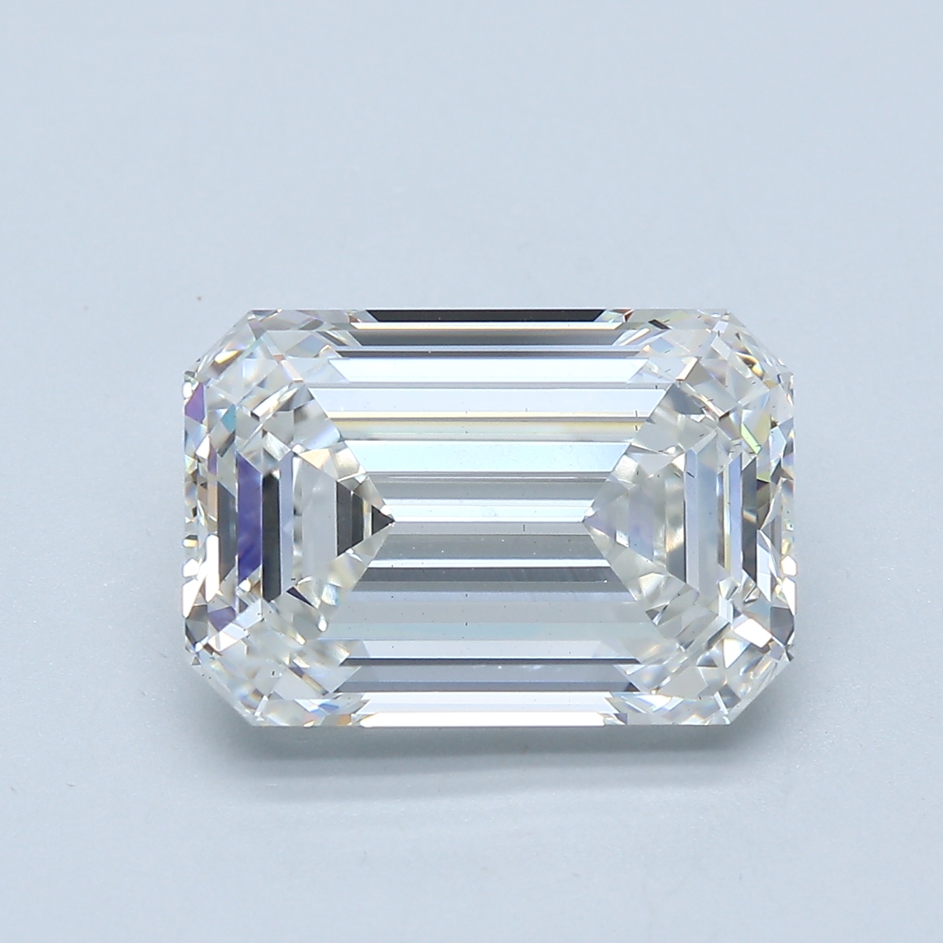 5.52ct lab-grown emerald diamond, F color, VS2 clarity, measurements 12.19mm x 8.36mm x 5.44mm