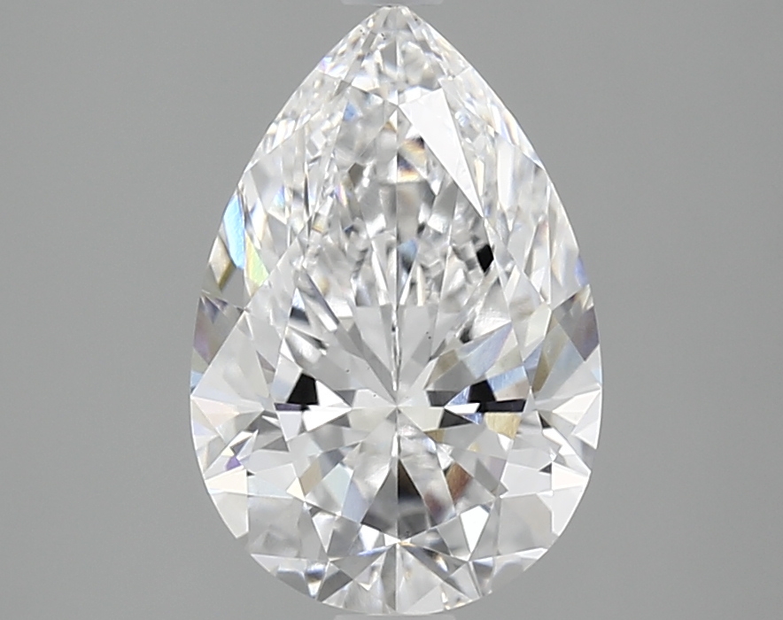 2.56ct lab-grown pear diamond, D color, VS1 clarity, 11.47mm ID