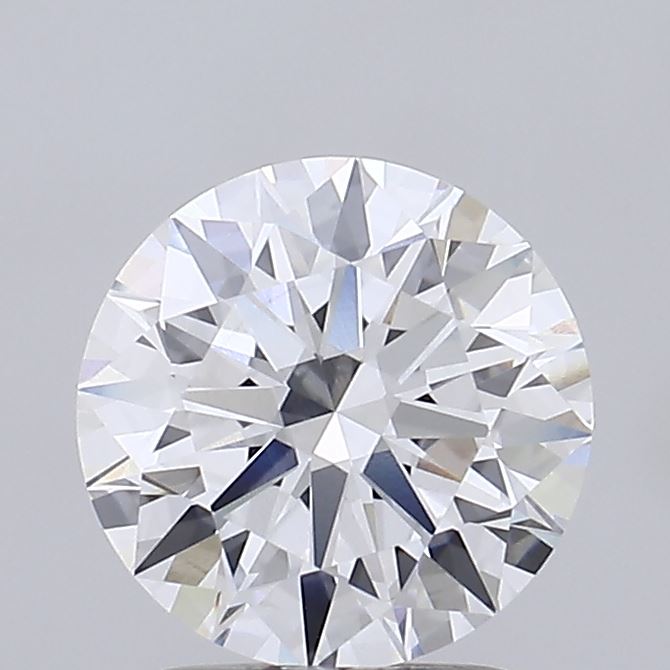 2.18ct round D/VVS2 lab-grown diamond, 8.27mm, IGI certified.