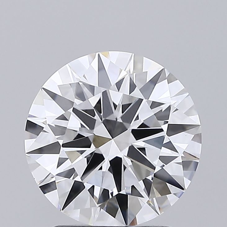 2.19ct round D/VVS2 lab-grown diamond, 8.38mm, IGI certified.