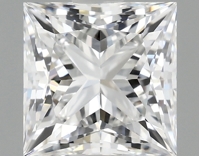 1.37ct Princess cut lab-grown diamond, D color, VVS2 clarity, measurements 6.08 X 6.03 X 4.29 mm