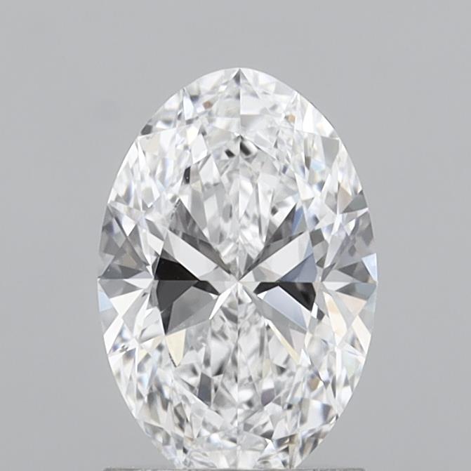 1.4 carat oval lab-grown diamond, D color, VVS2 clarity, measures 9.62 X 6.36 X 3.72 mm