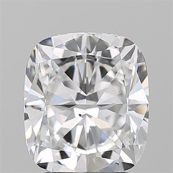 1.88 carat lab-grown cushion diamond, D color, VS2 clarity, 7.87mm ID