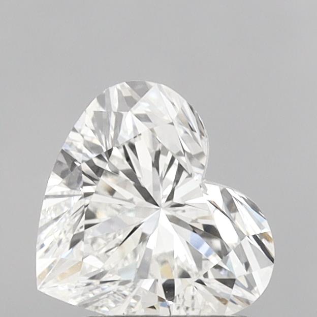 1.5ct heart-shaped lab-grown diamond, F color, VVS1 clarity, 7.14mm ID