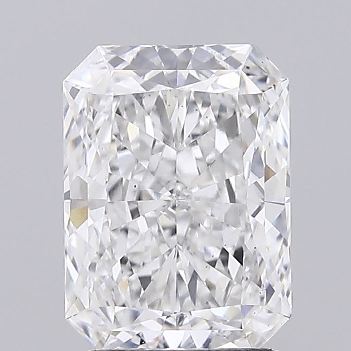 2.18ct Radiant cut lab diamond, D color, VS2 clarity, measurements 9.02 X 6.59 X 4.23 mm