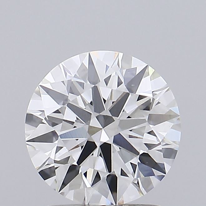 1.68ct round lab-grown diamond, F color, VVS2 clarity, measurements: 7.62 X 7.64 X 4.71 mm