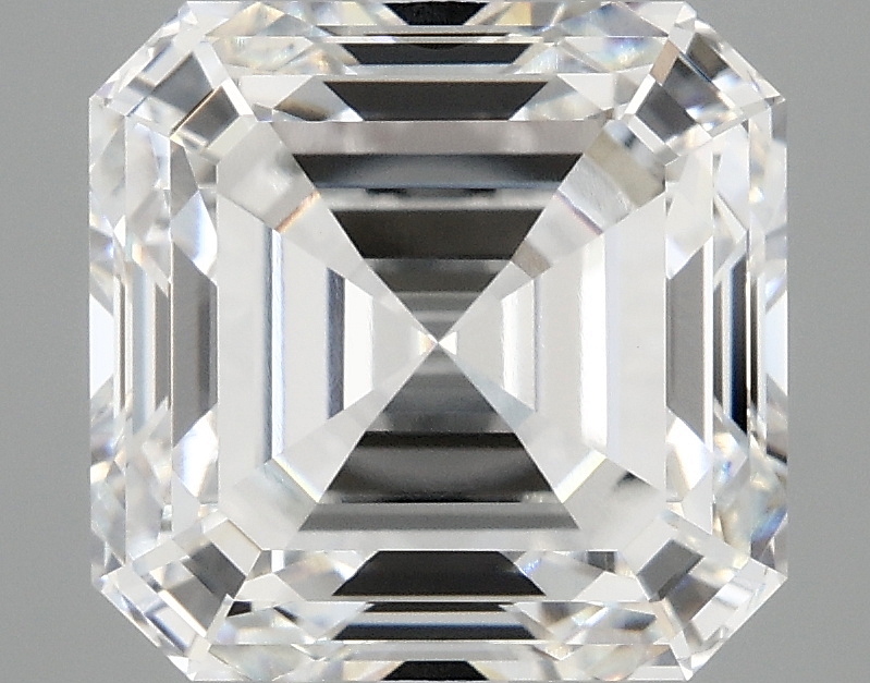 5.04ct lab-grown Asscher cut diamond, E color, VVS2 clarity, 9.42 x 9.20 x 6.37mm