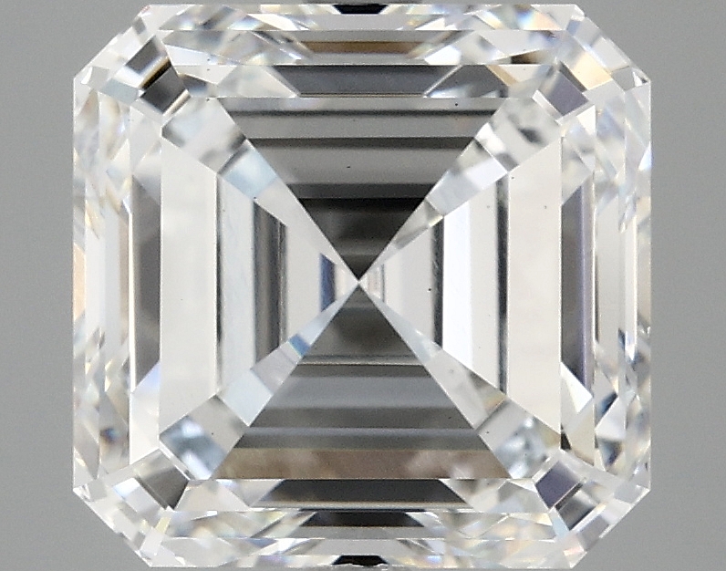 Lab-grown 5.04ct Asscher cut diamond, E color, VS1 clarity, 9.47mm ID