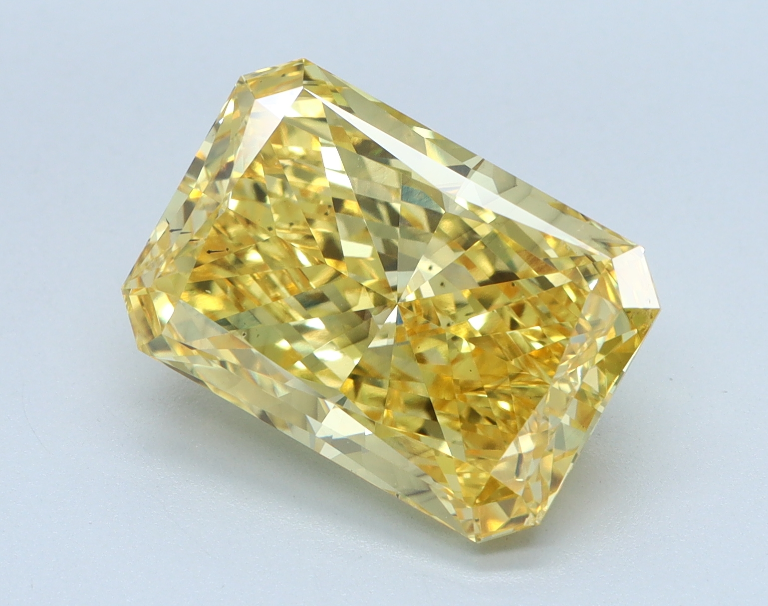 5.01ct Radiant cut lab diamond, yellow color, VS2 clarity, 12.02mm ID