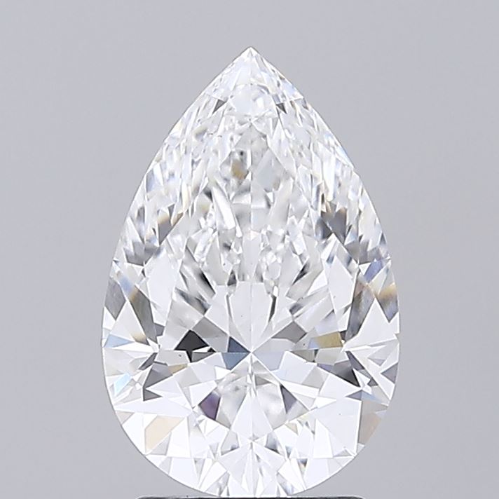 2.15ct lab-grown pear diamond, D color, VS1 clarity, 10.96mm ID