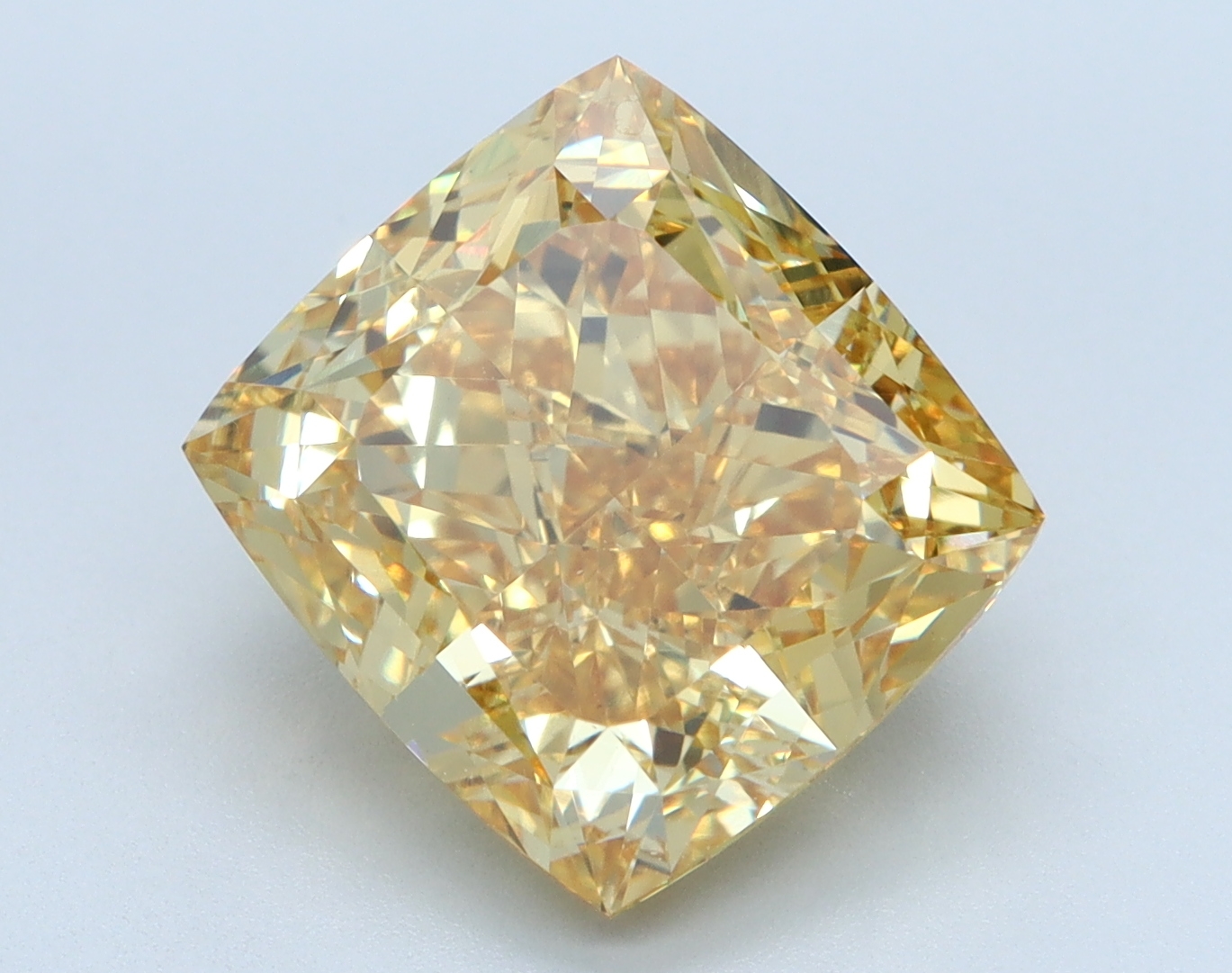 5.21ct cushion cut lab diamond, yellow color, VS1 clarity, 9.70mm ID