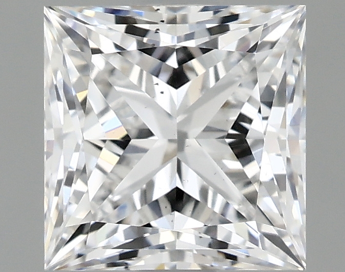 1.25ct Princess cut lab-grown diamond, D color, VS2 clarity, measurements 5.81 X 5.73 X 4.17 mm.