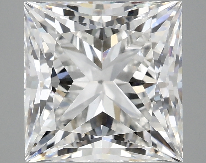 4.41ct lab-grown Princess cut diamond, E color, VVS2 clarity, 8.90 x 8.80 x 6.35 mm.