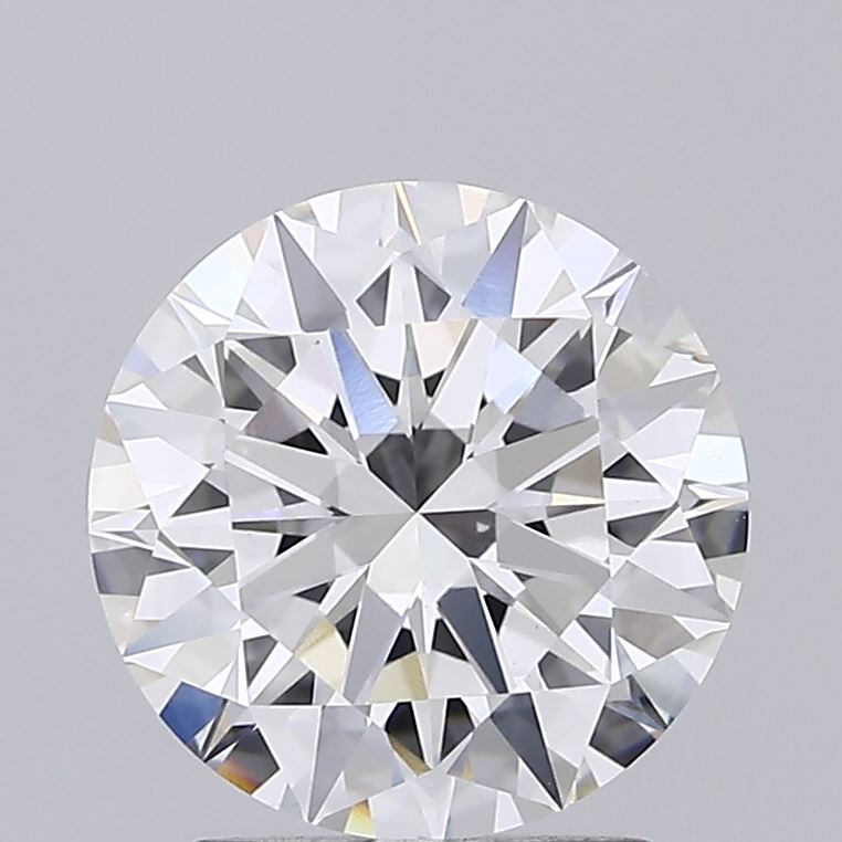2.21ct round lab-grown diamond, F color, VVS2 clarity, 8.32mm ID