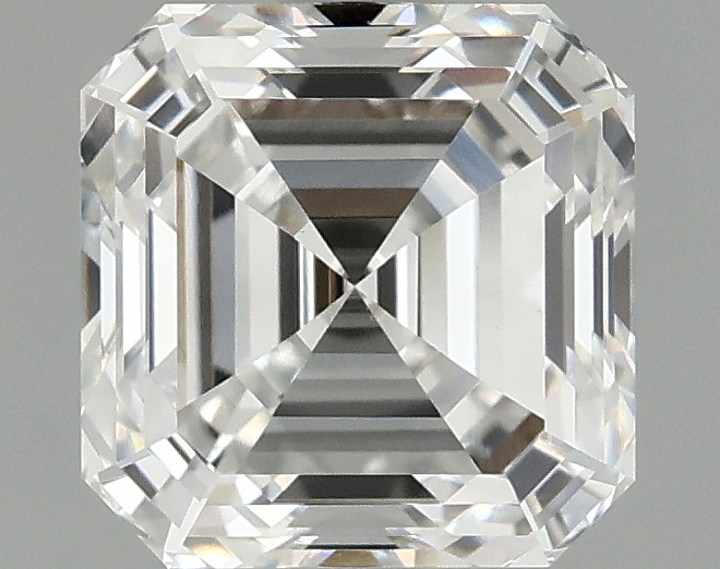 1.56ct lab-grown Asscher diamond, F color, VVS2 clarity, 6.37 x 6.25 x 4.32mm
