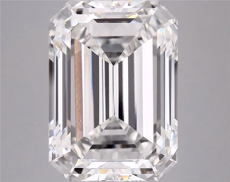 8.21ct lab-grown emerald diamond, F color, VVS2 clarity, 13.46x9.39x6.53mm