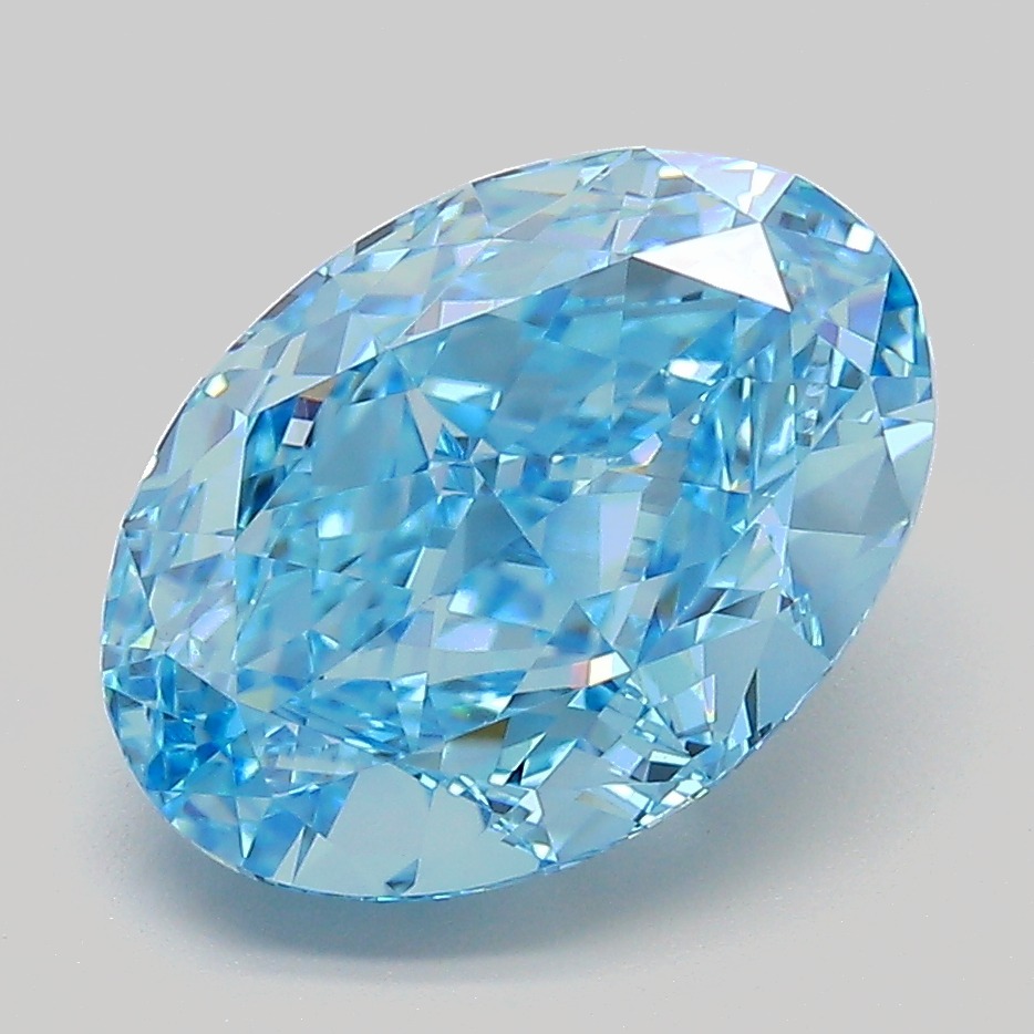 4.13ct Oval BLUE/VVS2 Lab Diamond, 11.82mm ID