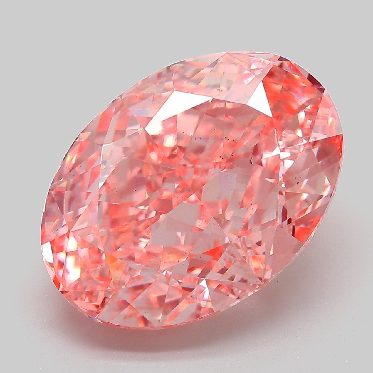 10.63ct oval lab-grown pink diamond, VS2 clarity, 15.89mm ID