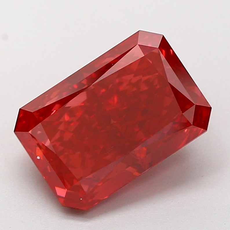 4.09ct Radiant cut lab-grown diamond, RED color, VVS2 clarity, 10.95mm ID