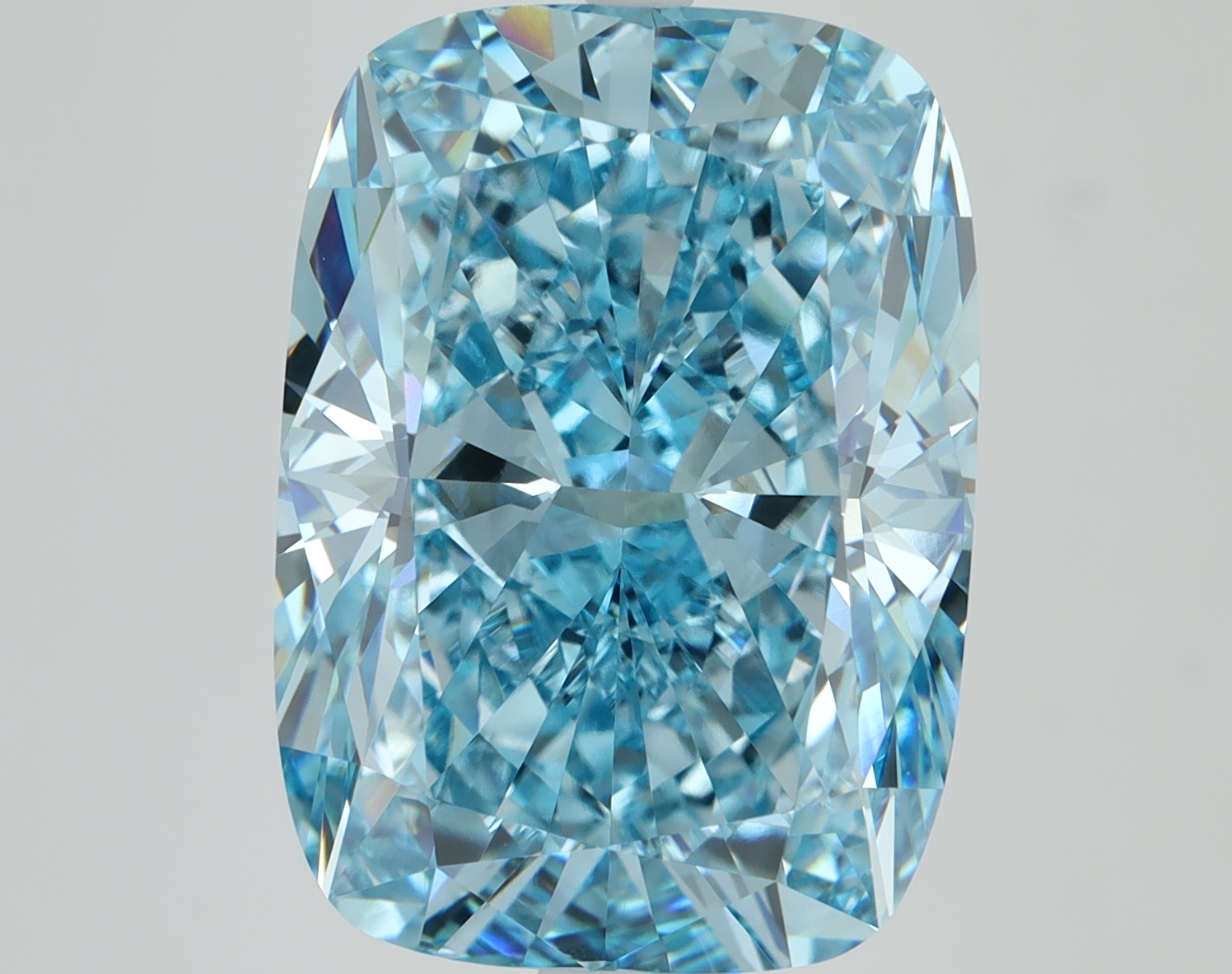 11.58ct cushion cut lab diamond, blue color, VVS2 clarity, 16.21mm ID