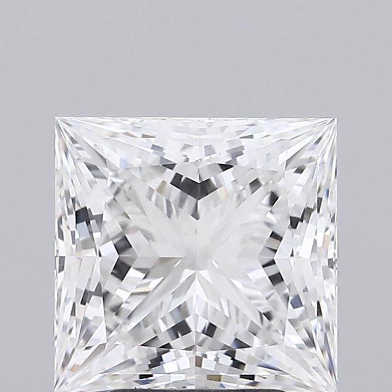 3.37ct Princess cut lab-grown diamond, E color, VVS2 clarity, 8.43mm ID