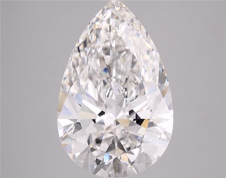 2.57ct pear-shaped lab-grown diamond, E color, VS1 clarity, IGI certified.