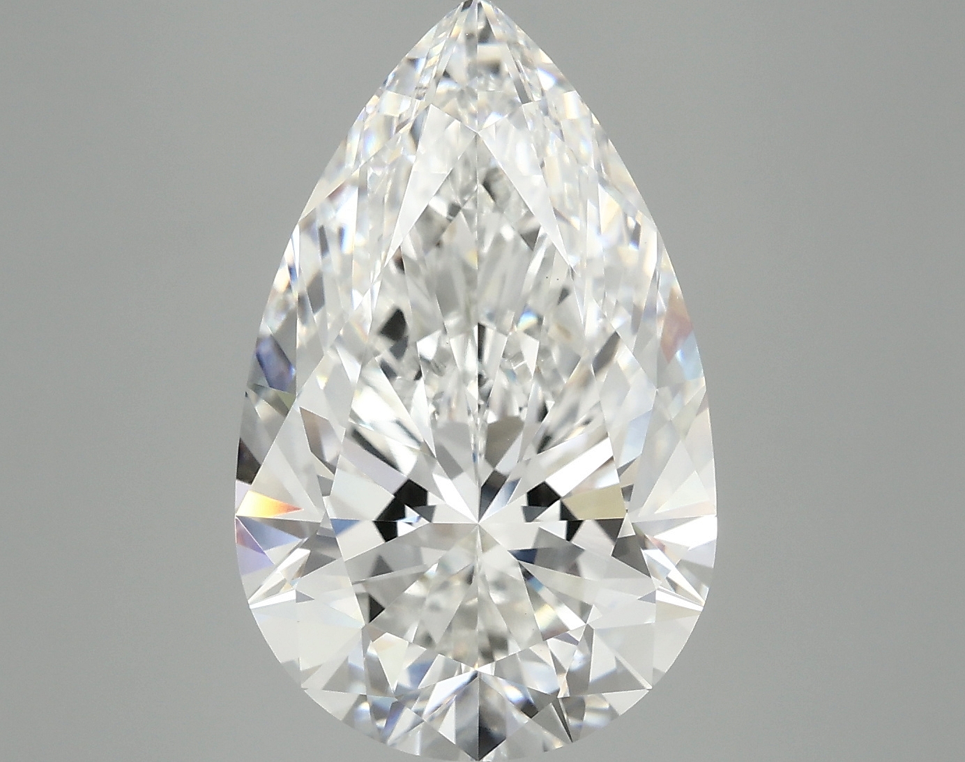 6.67ct pear-cut lab-grown diamond, E color, VS1 clarity, IGI certified.