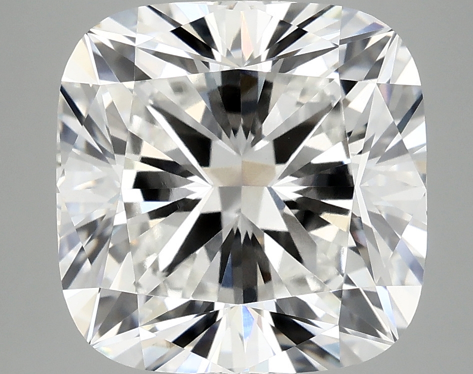 6.55ct cushion cut lab-grown diamond, F color, VVS2 clarity, IGI certified.